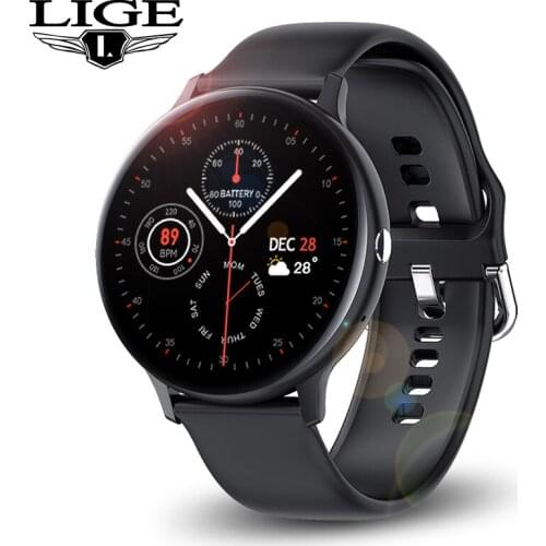 LIGE Full Touch Screen Smart Watch Heart Rate Blood Pressure Monitoring Sport Waterproof Women Watch Bluetooth Call Smartwatch