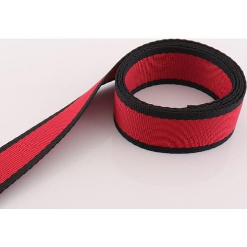 Soft ribbon Strap 25mm Red striped Webbing Ribbon webbingkey fobs Collar strap Handbag ribbon Strap Lanyard Ribbon Tote Strap