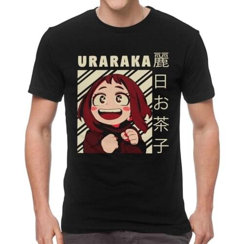 Ochako Uraraka Tshirts Men Stylish Tee Tops 100% Cotton T Shirts Short Sleeve My Hero Academia T-shirt Gift Idea Merch