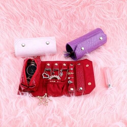 Portable Travel Jewelry Organizer Box Roll PU Leather Jewellery Storage Pouch for Rings Earrings Necklaces