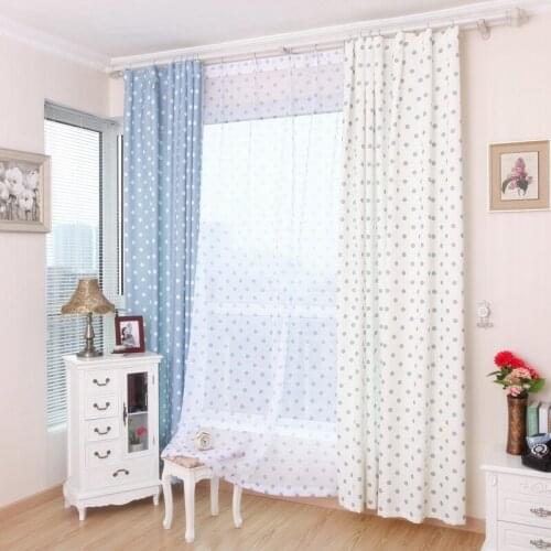Blue Dot Pattern Curtain for Living Room Bedroom Simple Modern Semi Blackout New Home Decor Bay Window Treatment Blind wp122C