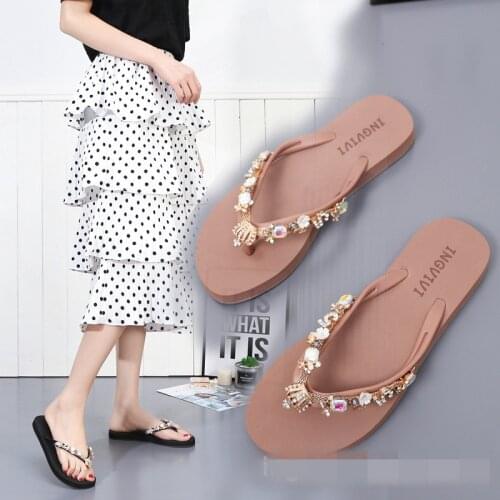 Shoes Women Rubber Flip Flops Slippers Flat Shale Female Beach Glitter Slides Pantofle Soft Hawaiian Sabot Jelly 2021 Crystal P
