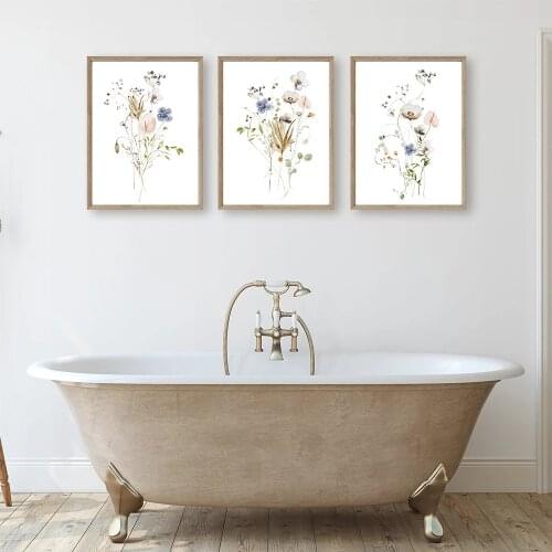 Modern Beautiful Flower Canvas Painting Abstract Wall Art Watercolor Picture Posters Print for Living Room Corridor Decoration