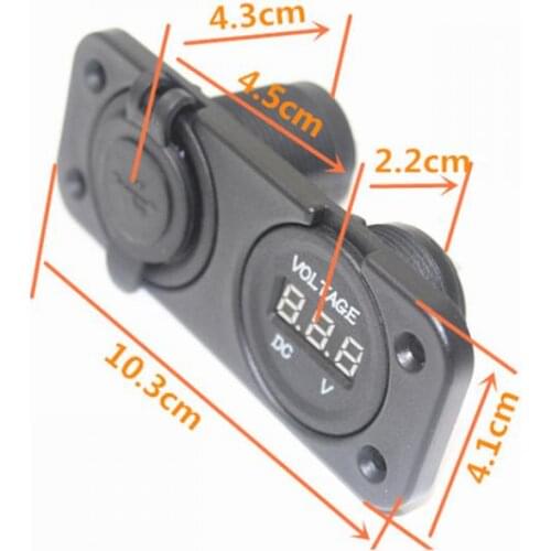 Universal Car Boat USB Charger and Voltmeter Panel LED Display Waterproof Cap