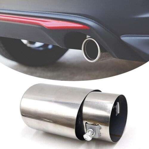 Universal Auto Car Exhaust Muffler Straight Sturdy Stainless Steel Car Exhaust Tail Muffler Tip Pipe Silver Car Accessories
