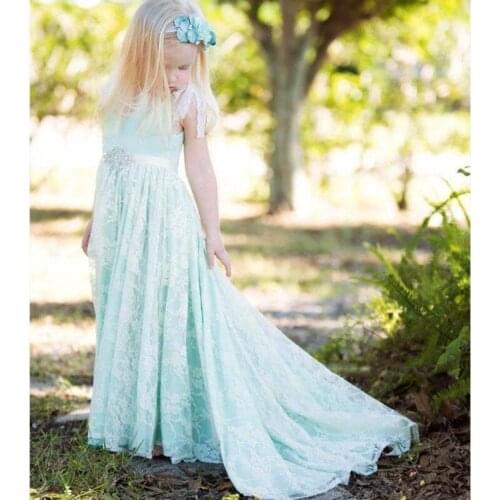 Vintage Boho Flower Girl Dresses for Beach Wedding 2020 Backless High Quality Cap Sleeve Lace Girls Wedding Party Gowns