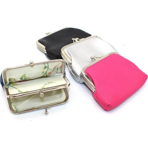 Vintage PU Leather Coin Purse Women Fashion Card Holder Wallet Metal Frame Coin Bag Small Solid Change Purse Lady Mini Money Bag