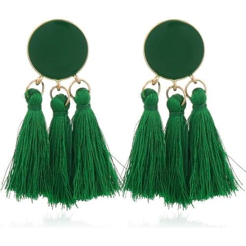 Kejialai Vintage Style Long Tassel Earrings Women Rhinestone Bohemian Drop Earrings Jewelry Womens Ribbon Dangle Earrings E6088