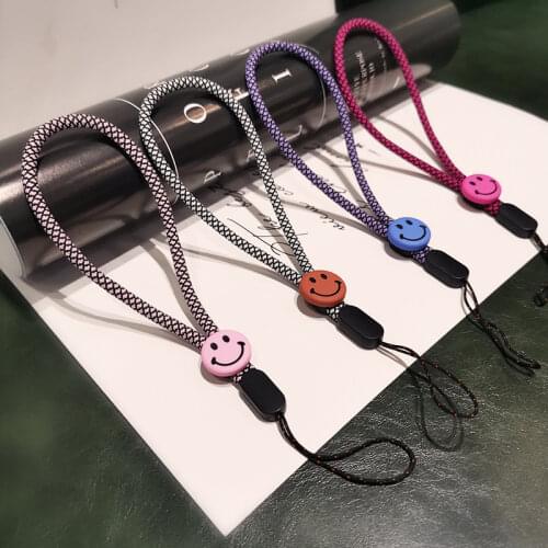 Mobile phone lanyard smiley face wrist pendant female short hand-woven simple ornaments mobile phone case universal bracelet