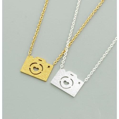 Vintage Camera Necklaces Charm Womens Fashion Jewelry Stainless Steel Ketting Gold Color Heart Choker Necklace Friendship Gifts