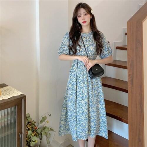 07130# Maternity Clothes Summer Cotton Short Sleeves Floral Mid-Long Stylish Dress Pregnant Women Mom Dress
