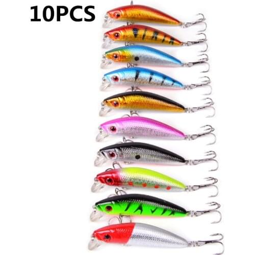 10Pcs Minnow Fishing Lures 70mm / 8.5g 3D Eyes Artificial Bait Fishing Wobbler Hard Bait Crankbait Jig Perch Carp Fishing tackle