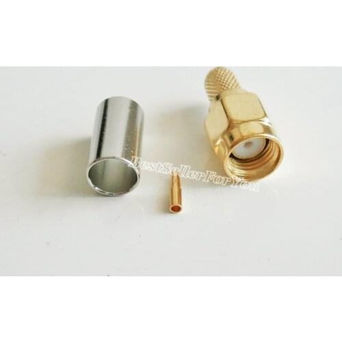 10Pcs Connector RP-SMA Male Jack Crimp RG58 RG142 LMR195 RG400 Cable Straight