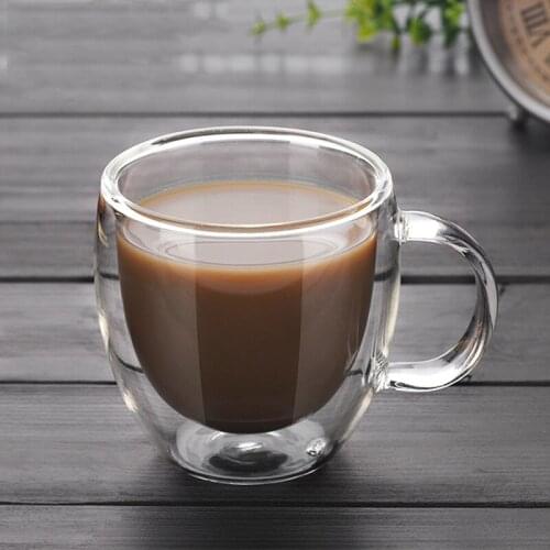 150ML Double Wall Glass Mug Cup Coffee Mugs Office Coffee Cup Tea Cups Drinkware Set Travel Coffee Mugs With The Handgrip