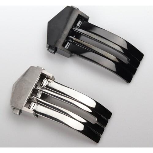 18mm 20mm Silver Black 316L Stainless Steel Butterfly Watch Band Buckle Strap For TAG HEUER CARRERA Clasp Replacement