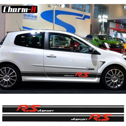 2PCS Side Stripes Skirt Sill Vinyl Decal Stickers for Renault Clio Captur Laguna Megane Scenic R.S Sport Graphics Stickers