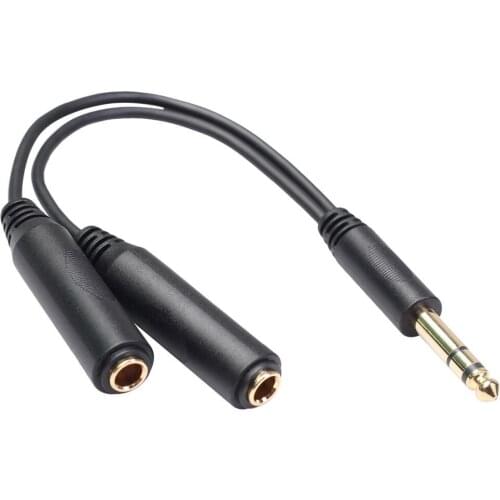 20cm 6.35 1/4" 1 Male to 2x 1/4" Female Y Splitter Audio Adapter Cable
