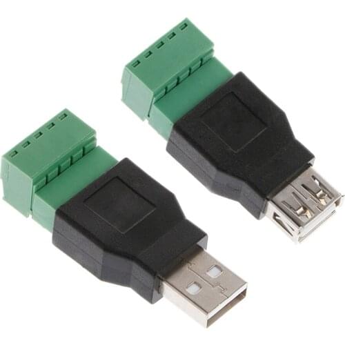 2021 Durable USB 2.0 Type A to 5P Screw Shield Terminal Plug Male/Female Connector