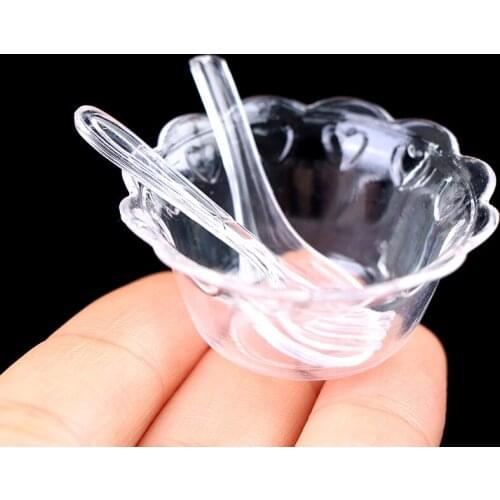 3Pcs/set 1:6 1:12 Dollhouse Miniature Bowl Spoon Fork Dolls Kitchen Accessories
