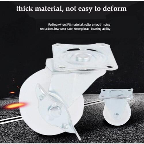 4pcs Light 1.5/2inch Universal Swivel Casters Furniture Wheel Castor White PP Material Roller Wheel for Platform Trolley Chair