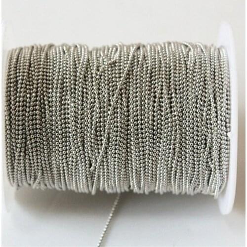 5Meters White Gold Shimmer Ball Chain On Brass,1.5mm Bracelet Necklace Chain,Anti-Tarnish, Top Quality Y8