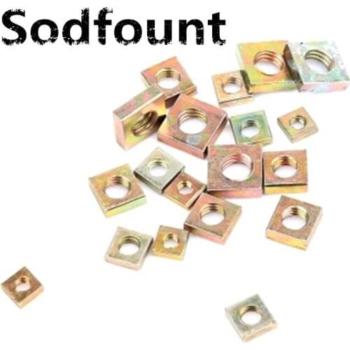 50pcs Square nuts iron galvanized square nuts M3 M4 M5 M6