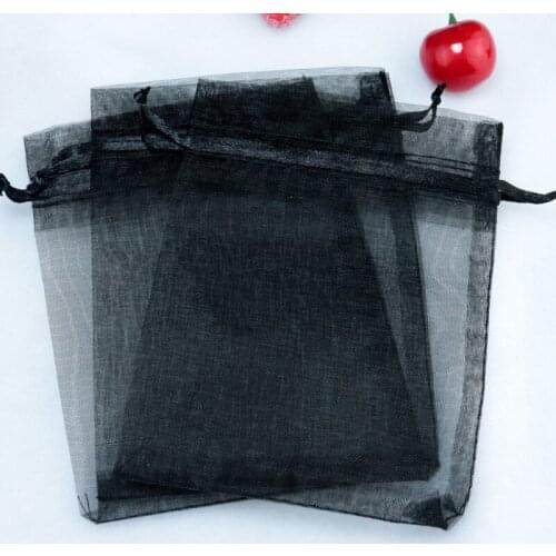 500Pcs/lot Black Organza Bags 13x18cm Jewelry Candy Gifts Packaging Bag Organza Pouches Wedding Decoration Drawstring Gift Bag