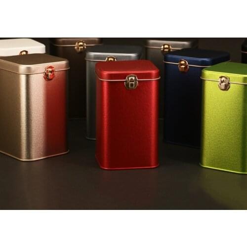 6pcs/Lot Square Sealed Tea Cans Home Storage Boxes 5 Colors Mini Iron Jewelry Earrings Container Case Candy Cookie Jars 2 Sizes