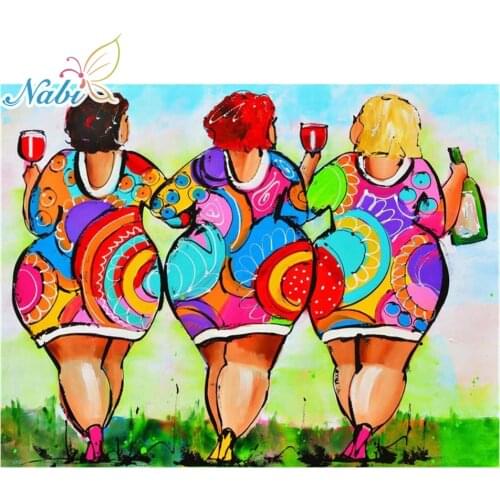 Nabi Full Square round Diamond 5D DIY Diamond Painting"Cartoon Sexy Women,Fat Lady"Art Embroidery Cross Stitch Mosaic Home Decor