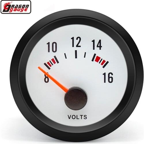 Round Earth 52mm Auto Car Voltmeter Gauge 8~16V Blue LED Light Gauge Volts Gauge Voltmeter Free shipping