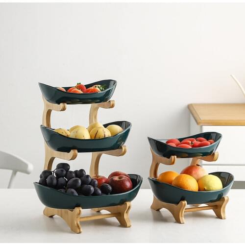Living Room Home Three-layer Plastic Fruit Plate Snack Creative Modern Dried Fruit Basket Ceramics Dish Candy Dish Containers