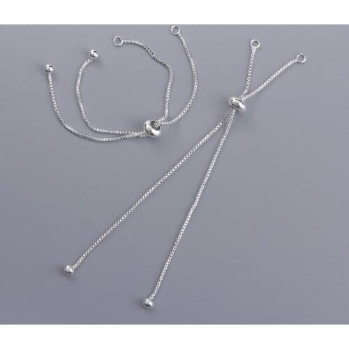 Doreen Box 3 PCs Copper Slider/Slide Extender Chains For DIY Jewelry Necklace Bracelet Silver Color Adjustable Chains 11.5 cm