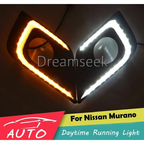 DRL For Nissan Murano 2015 2016 LED Car Daytime Running Light Waterproof Driving Fog Lamp Daylight With Turn Signal