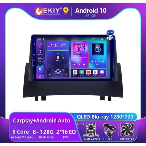 EKIY 9" IPS 2 Din Android 9.0 Car Radio GPS Navigation Multimedia Audio Player For Renault Megane 2 2002-2009 Quad-Core Wifi DVD