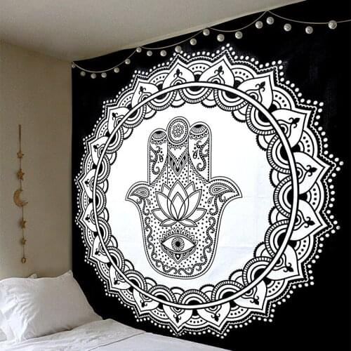 Indian Bohemian Tapestry black Bergamot Printed home Decorative Mandala Tapestry 210cmx150cm Wall Hanging Throw Bedspread