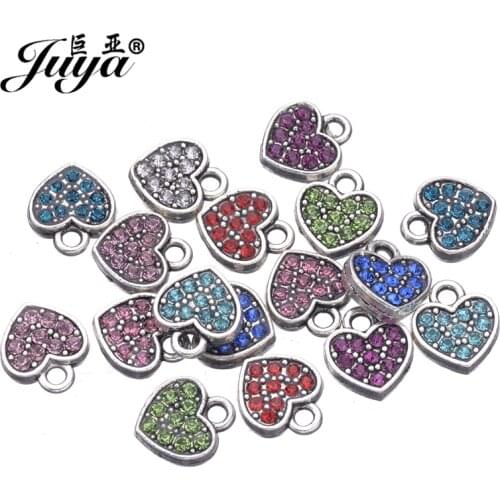 JUYA 20pcs New Jewelry Tibetan Silver Cz Rhinestones Heart Star Charm Pendants Accessories for Women Jewelry DIY Making Supplies