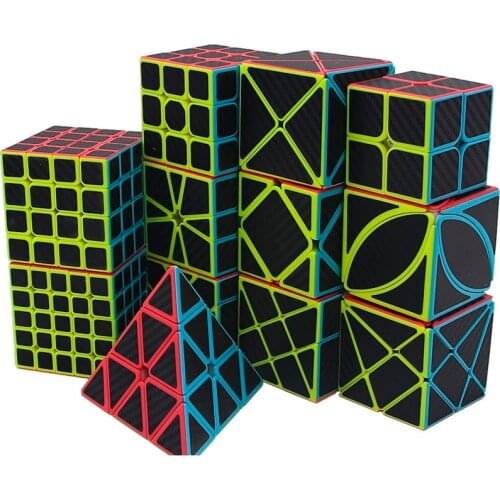 QIYI 11 kinds Cube 2x2 3x3x3 4x4 5x5 Carbon Fiber Sticker Speed Magic Cubes Puzzle Toy Children Kids Gift Toy Adult