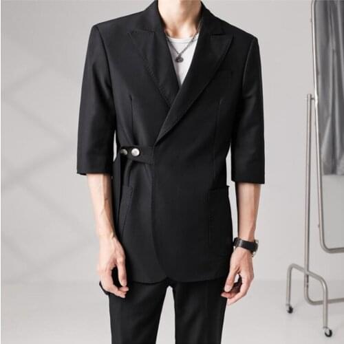 Jacket+Pants) Blazers Men Fashion Solid Color Business Casual Suits Men Streetwear Wild Loose Korean Groom Wedding Dress Suit
