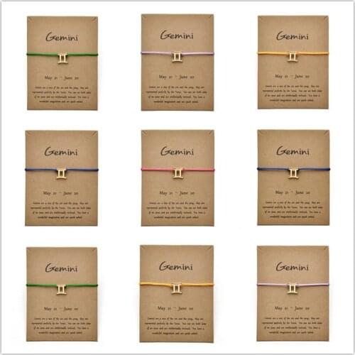 12pcs Fashion Jewelry 12 Constellation Zodiac Gemini Lucky Rope Bracelet Bangles For Women Men Birthday Gift