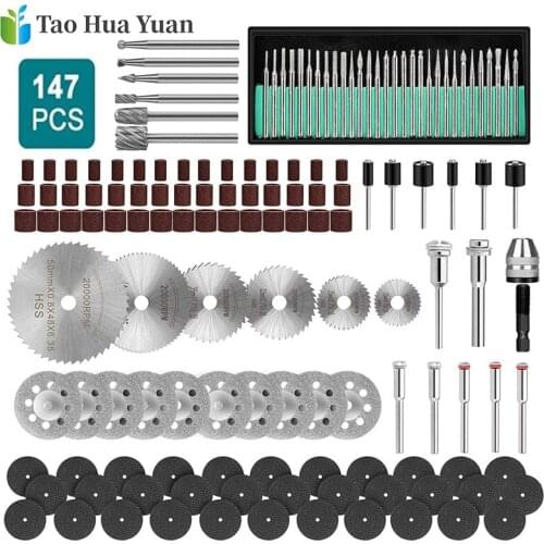 147pcs/Set Electric Grinder Rotary Tool Accessory Bit Set For Dremel Grinding Sanding Polishing Disc Wheel Tip Cutter Drill Disc