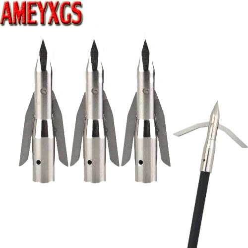 3/6/12pcs Archery Bowfishing 288 Grain Arrowheads Broadheads Fishing Points Tips Hunting Accessory