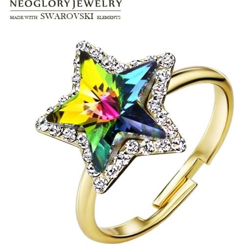 Neoglory Austria Crystal & Rhinestone Adjustable Finger Ring Exquisite Colorful Star Design For Lady Sale Romantic Fashion Gift