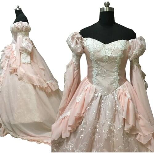 2020 New pink Vintage costumes 18th Duchess Retro medieval Renaissance Reenactment Theatre Civil war Victorian dress D-544