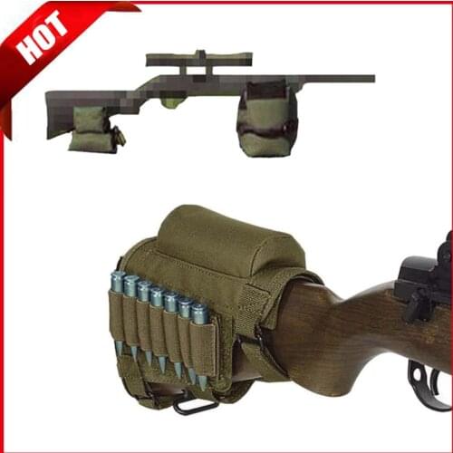 Front & Rear Unfilled Support Bag + Tactical Cheek Rest Military Gear Army Shooting Hunting Airsoft Sniper Rifle Gun Accessories