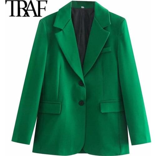 ZHENBAILI Green Suit Jacket Spring Autumn Chic Single Breasted Notched Collar Women Casual Blazers Female Outerwear Tops
