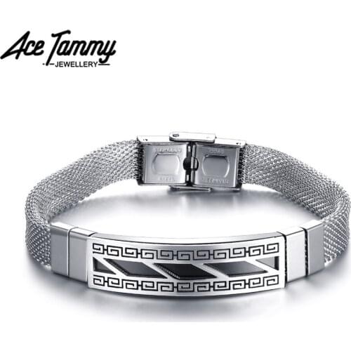 Polished Shiny Mens Bracelet Braided Stainless Steel Bracelet Silver Bussiness Mens Bangle Jewelry