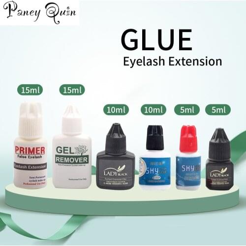 1Bottle Sky Glue/Lady Black Glue for Eyelash Extension with Low Irritation 3-4 second Fast Drying Glue Primer/Cleaner