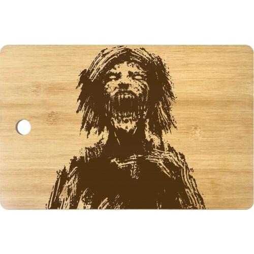 Horror Zombie Head Personalized Engraved Cutting Board Scary Undead Monster Butcher Block Halloween Kitchen Dining Room Decor