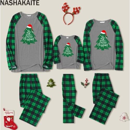 NASHAKAITE Family Matching Pajamas Set Love Printed Casual Homewear For Mommy And Me Clothes Family Look Kids Girl Sleepwear Set