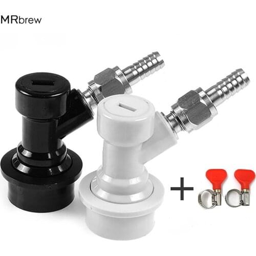 Ball Lock Disconnect Gas & Liquid MFL 1/4'' Threaded with 5/16'' Stainless Steel Barbed & Hose Clamp for Corny Keg Fittings
